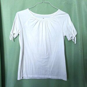 Talbots White Short-Tie-Sleeve Pima Cotton Blouse